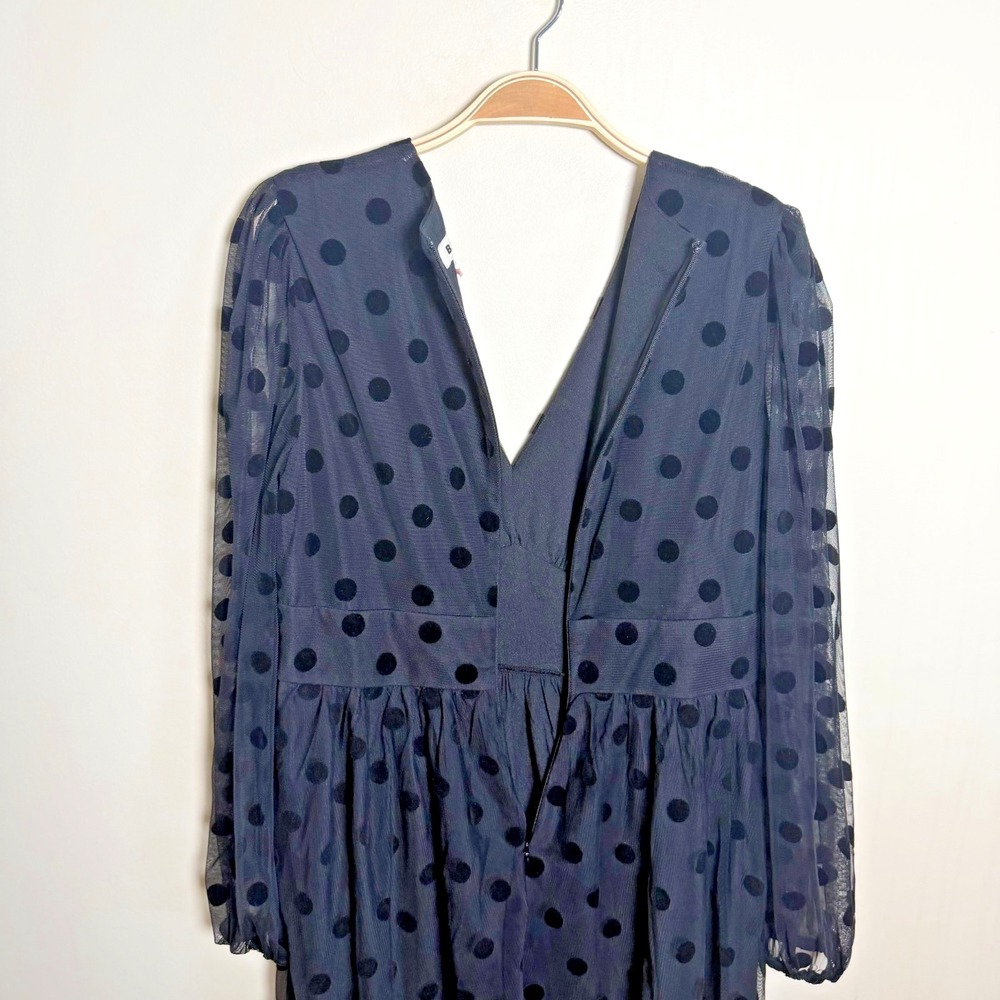 Boden Black Polka Dotted Long Sleeve Dress Polka Dot NWT Sz 8R Fun Tulle Classic - Picture 5 of 13